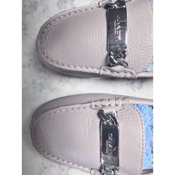 Coach Olive Pebble Leather Tan Loafers A7751 Silver Hardware Women’s Size 6 - Picture 4 of 11